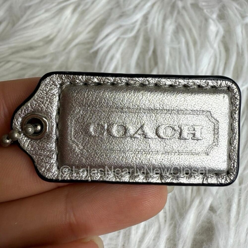 1.5" COACH Silver Fob Bag Charm Hang tag Hangtag